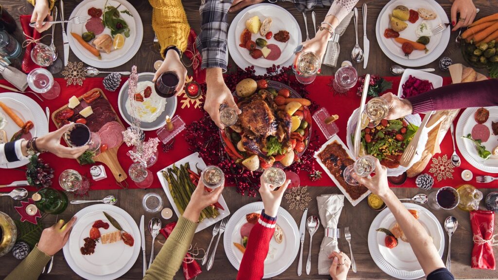 Christmas new year dinner group concept